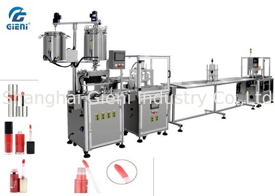 Semi - automatic Lip Oil Filling Machine with Mixing Tank , Linear Type