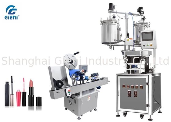 Semi - Automatic 12 Cavities Lip Balm Filling Machine With Auto Labeller , 20L Dual Tank
