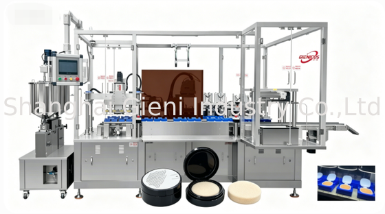 Korean Style Air Cushion Compact Filling Machine for High Density NBR Sponge Cosmetic Production