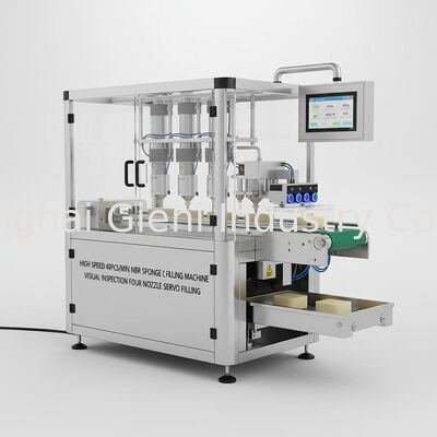 High Speed 48PCS/Min NBR Sponge Cushion Filling Machine with Visual Inspection and Four Nozzle Servo Filling