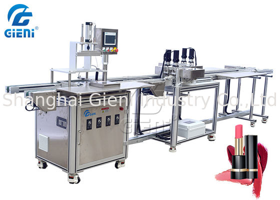 Lipstick Releasing Cosmetic Filling Equipment With Container Screwing