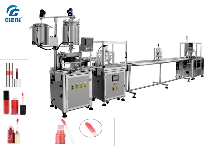 Semi - automatic Lip Oil Filling Machine with Mixing Tank , Linear Type