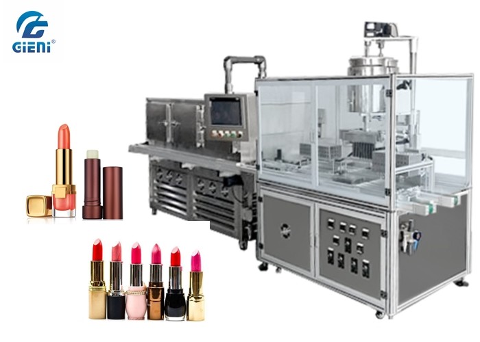 10 Nozzles Semi Automatic Lipbalm Filling Machine For Pearl Powder Materials, with Chilling Tunnel