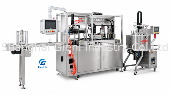 GLU-900 Full Automatic Lipstick Filling Machine Auto Pumping System 30L Mobile Tank Mitsubishi PLC Equipment